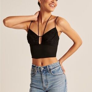 ABERCROMBIE & FITCH Black Spaghetti Straps Crop One Top
